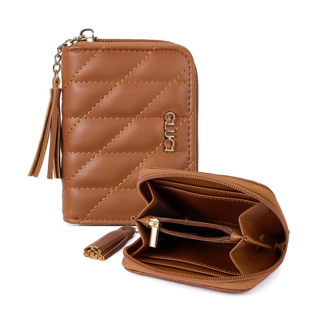 1249 Small Wallet RFID Blocking Leather Quilted Credit Card Wallet
